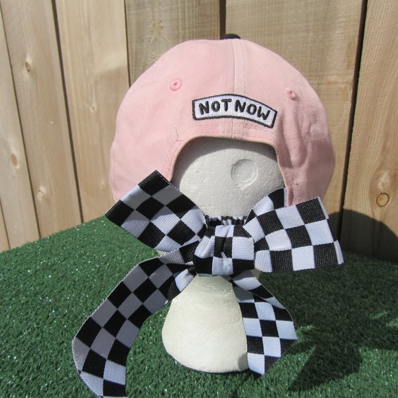 Vans Off The Wall Lazy Oaf Not Now Pink Black & White Bow Baseball Hat Cap - Picture 3 of 9